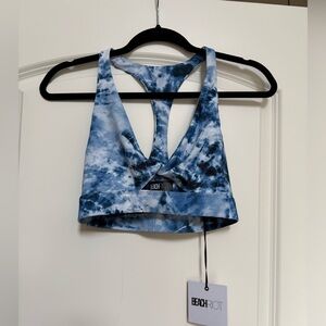 NWT Beach Riot Twist Sports Bra Blue White Tie Dye Small